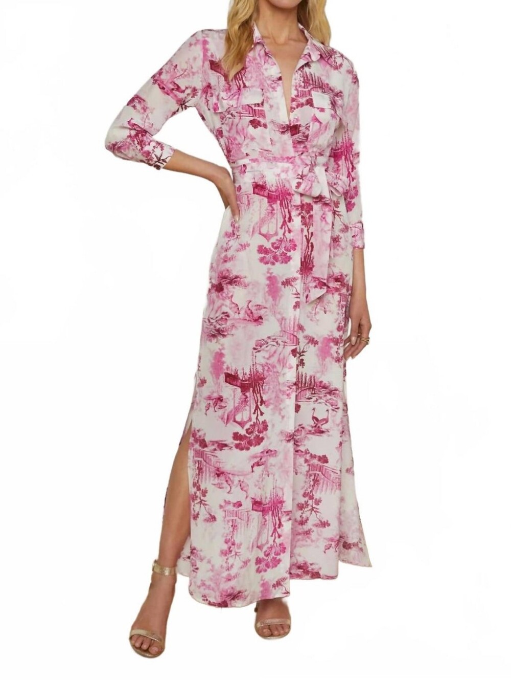 L'AGENCE Cameron Maxi Shirt Dress Medium
